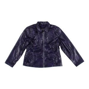 Faux leather jacket with O-ring zipper